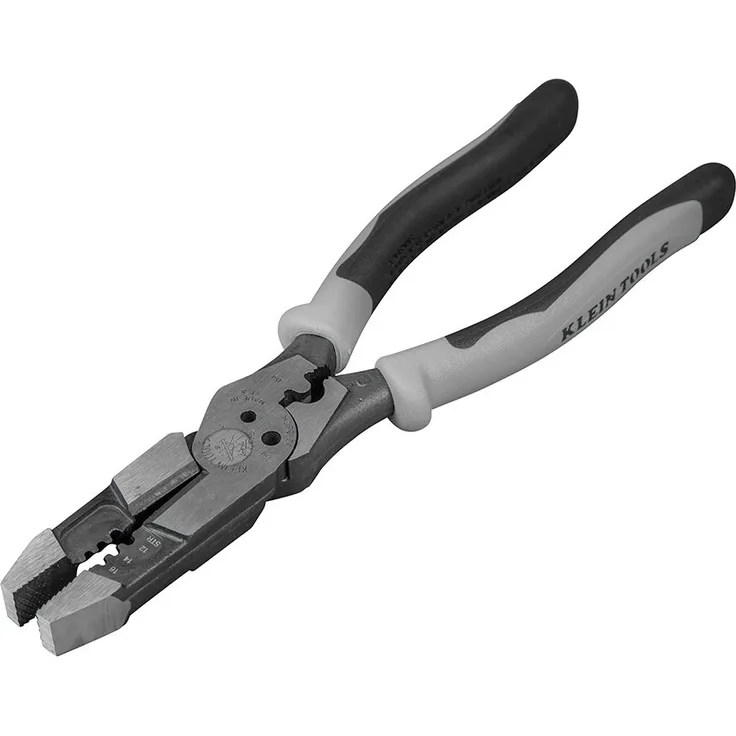 KLEIN TOOLS Zange, Hybrid-Mehrzweck Crimpzange, Bolzenscherlöcher und Abisolierzange, Kleines Werkzeug J215-8CR, Originalversion, Pack of 1