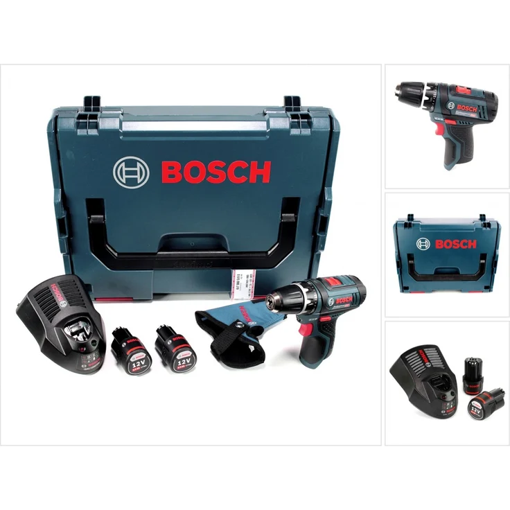 Bosch Professional GSR 12V-15 Akku Bohrschrauber in L-Boxx + 2 x GBA 3,0 Ah Akku + GAL 1230 Ladegerät