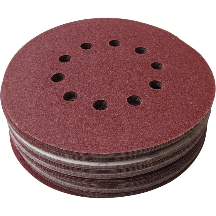 ECKRA 3136 25 Schleifscheiben kletthaftend Durchmesser 215mm 10Loch P60, Rotbraun