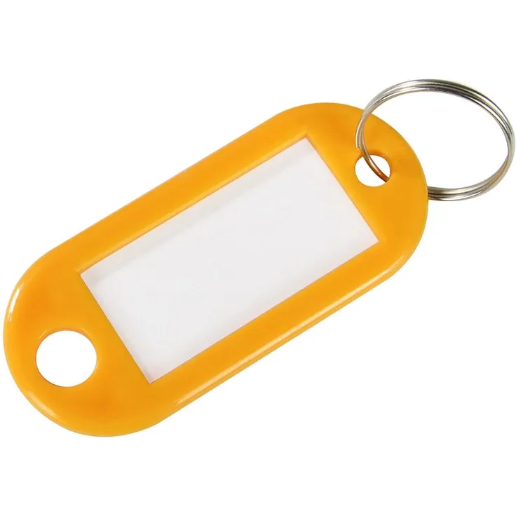 HMF 1900-17 Schlüsselanhänger inkl. Schlüsselring und Beschriftungsstreifen, 5 x 2,2 x 0,26 cm, gelb