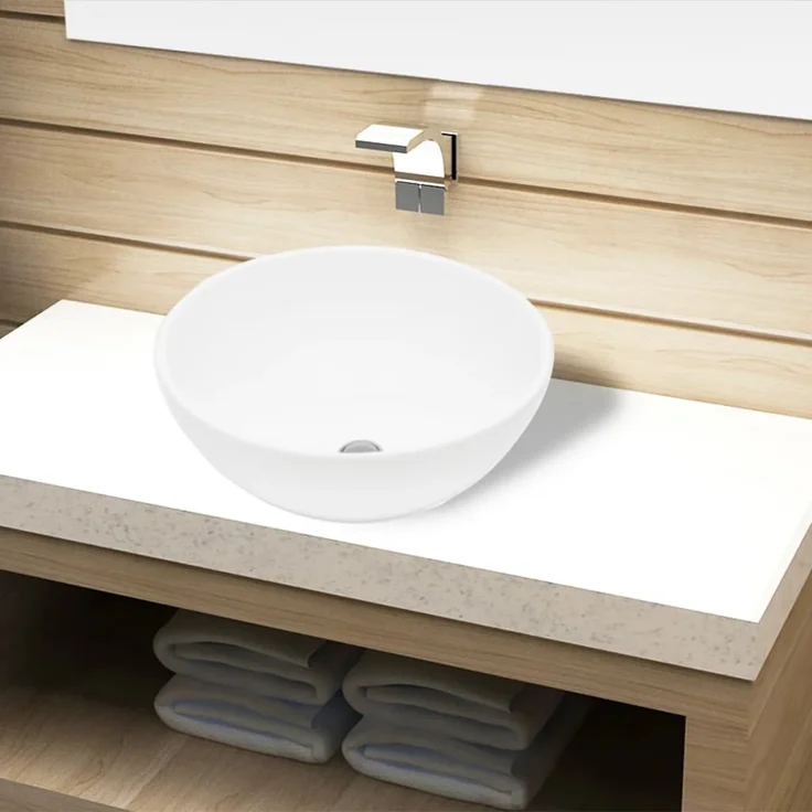 vidaXL vidaXL Waschbecken Keramik Weiß Rund – Bild 1