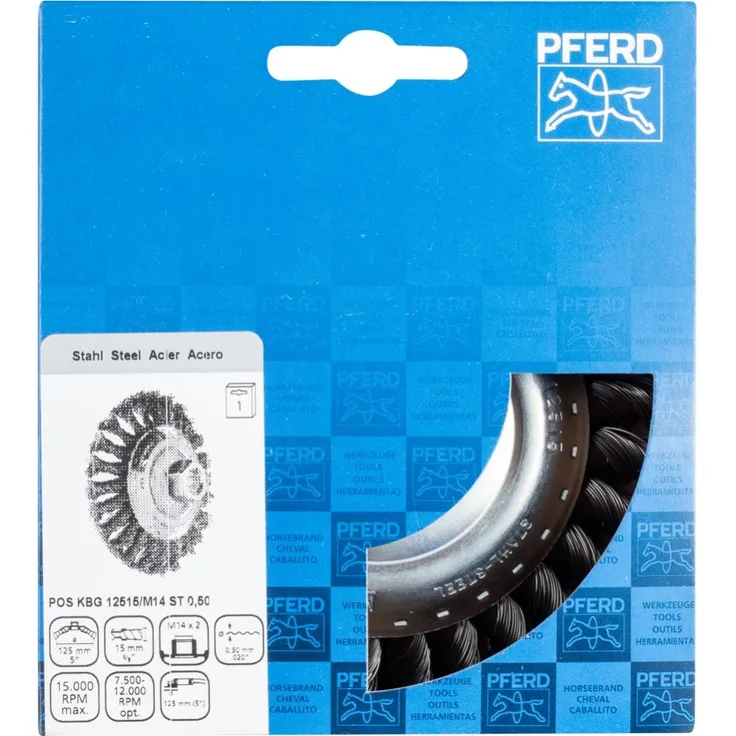 Pferd Kegelbürste mit Gewinde, gezopft POS KBG 12515/M14 ST 0,50 (43317001)