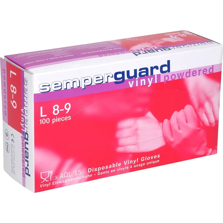 Semperguard Einmal-Handschuhe Vinyl gepudert, Box mit 100 Stück, Größe L