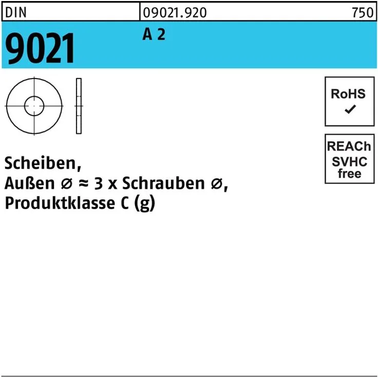 Reyher Scheibe DIN 9021 5,3 x15 x1,2 A 2