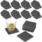 Relaxdays - 72x Getränkeuntersetzer Schiefer im Set, quadratisch 10x10 cm, pflegeleichte Untersetzer, für Gläser, grau