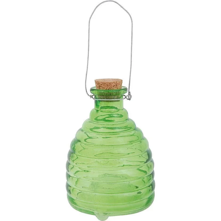 Wespenfalle Glas Grün zum Aufhängen Instektenfalle Wespenglas Garten 13cm