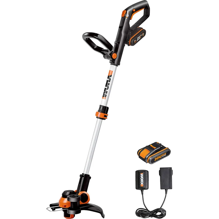 WORX WG163E Akku-Rasentrimmer und Kantenschneider Powershare 20V Li-Ion (inkl. 2X 2Ah Akkus und Ladegerät ), 30 cm Schnittdurchmesser – Bild 1