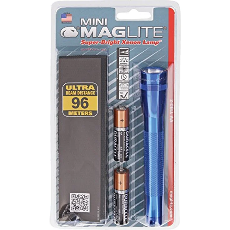 Mag-Lite Mini-Taschenlampe M2A11H Mini Maglite AA Taschenlampe 14,5 cm blau inkl. Mignon-Batterien und Nylonholster – Bild 1
