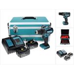 Makita DHP485STTX Akku Schlagbohrschrauber 18 V 50 Nm Brushless + 2x Akku 5,0 Ah + Ladegerät + 70 tlg. Bit Bohrer Set + TX Alu Koffer