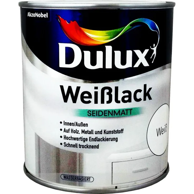 750ml DULUX Weißlack seidenmatt wasserbasiert