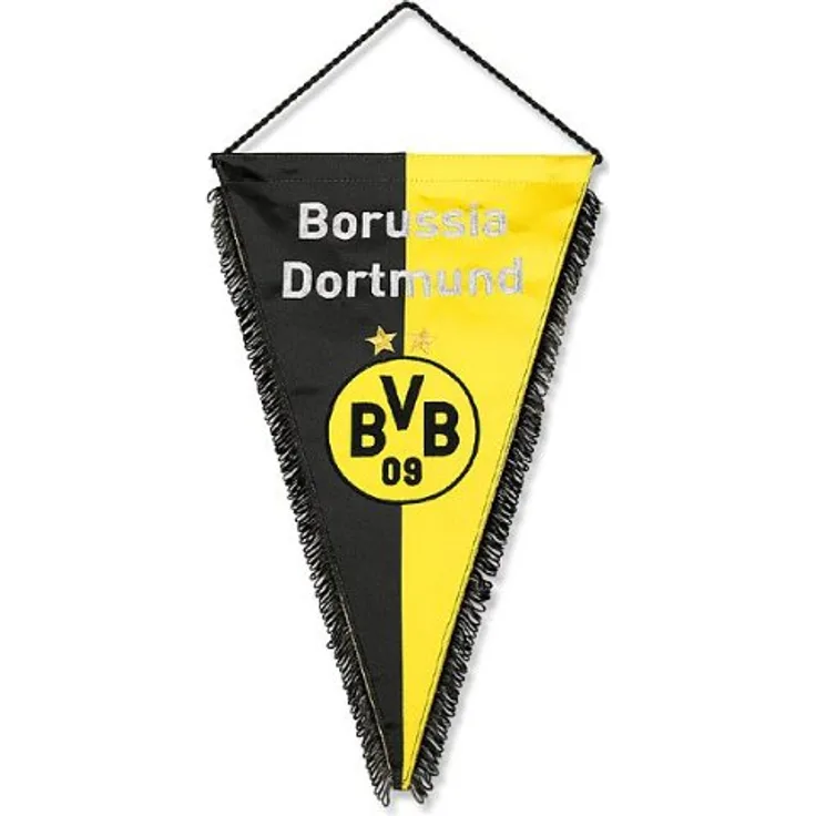 BVB 12103700 Seidenwimpel, Schwarz/Gelb, 39 x 24 x 1 cm