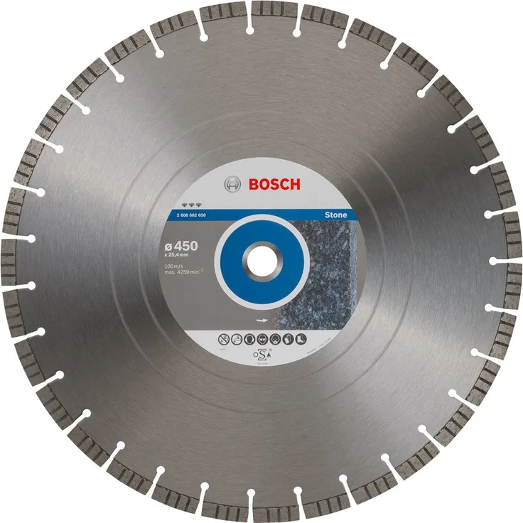 BOSCH Diamanttrennscheibe Best für Stone, 450 x 25,40 x 3,8 x 12 mm, 2608602650