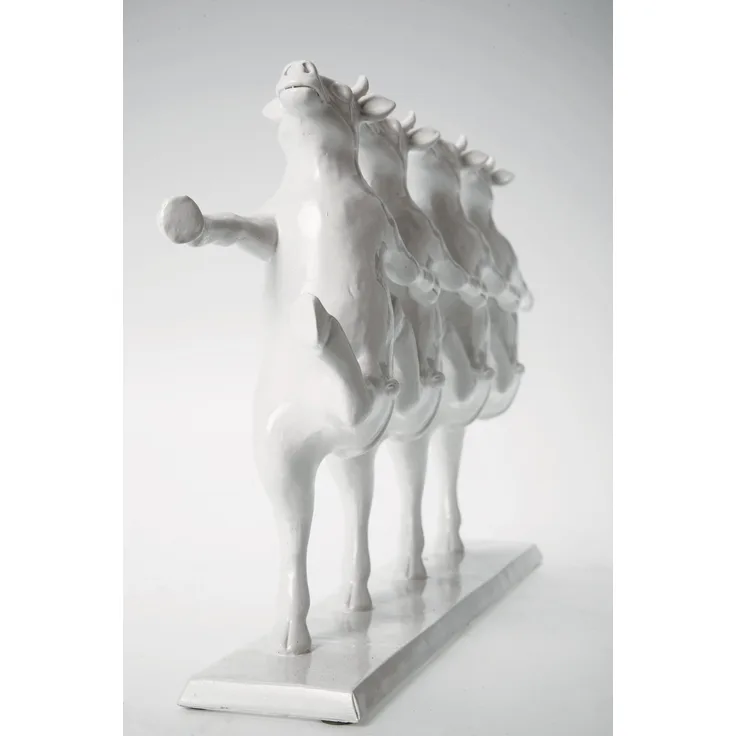 Kare Design Deko Figur Dancing Cows, moderne, kleine Tierfiguren Dekoration, lustige Dekoobjekte, weiß (H-B-T) 23x39,5x7cm, one size