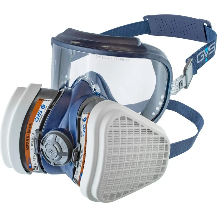 GVS Filter Technology Elipse Integra Schutzbrille + A2P3 Atemschutz gegen Gase und Dämpfe, Filter bereits befestigt, Größe S/M, Blau