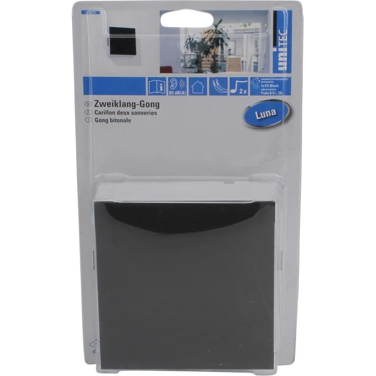 UNITEC 47225 Zweiklang-Gong Luna, Glasplatte, schwarz – Bild 2