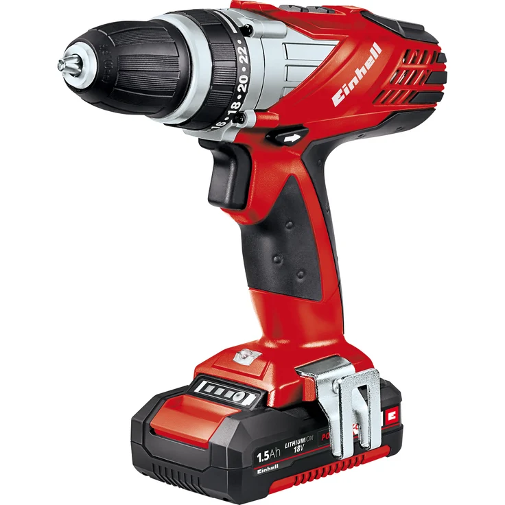 Einhell Akkuschrauber TE-CD 18 Li Set Power X-Change PXC (Li-Ion, 18 V, 2 Gang, 48 Nm, LED-Licht, Koffer, 1,5 Ah Akku und Ladegerät) – Bild 1