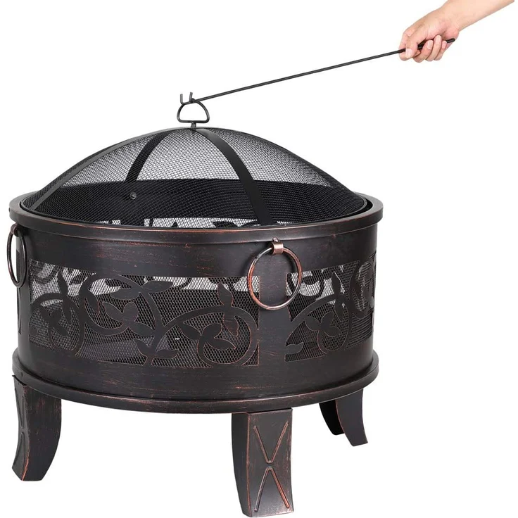 Gardebruk Feuerkorb rund Ø 67 cm Stahl Schürhaken Funkenfluggitter Feuerstelle Feuerschale Grillfeuer Garten  (107447) – Bild 4
