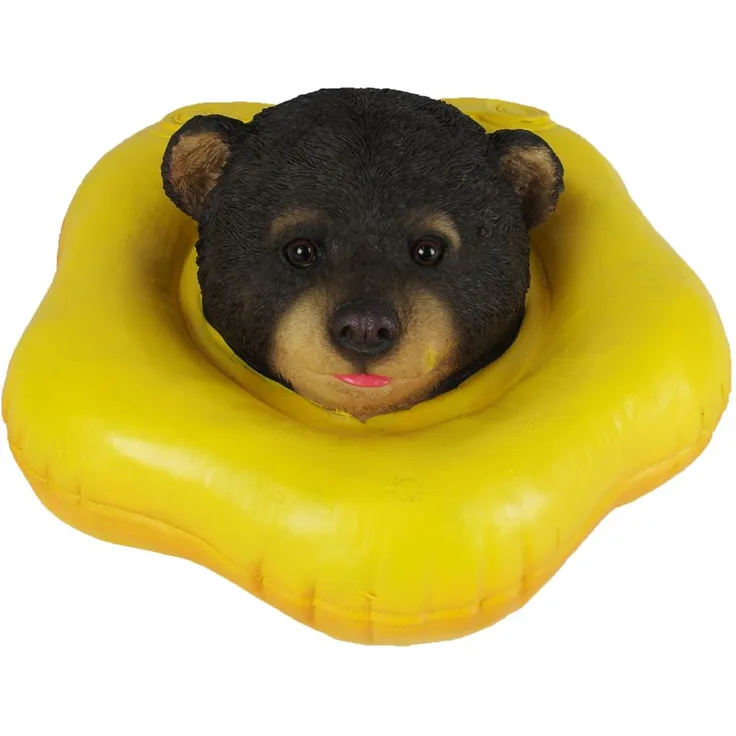 Bär mit Schwimmring Teichdeko Schwimmtier Pooldeko schwimm Deko ?24x12cm Teich