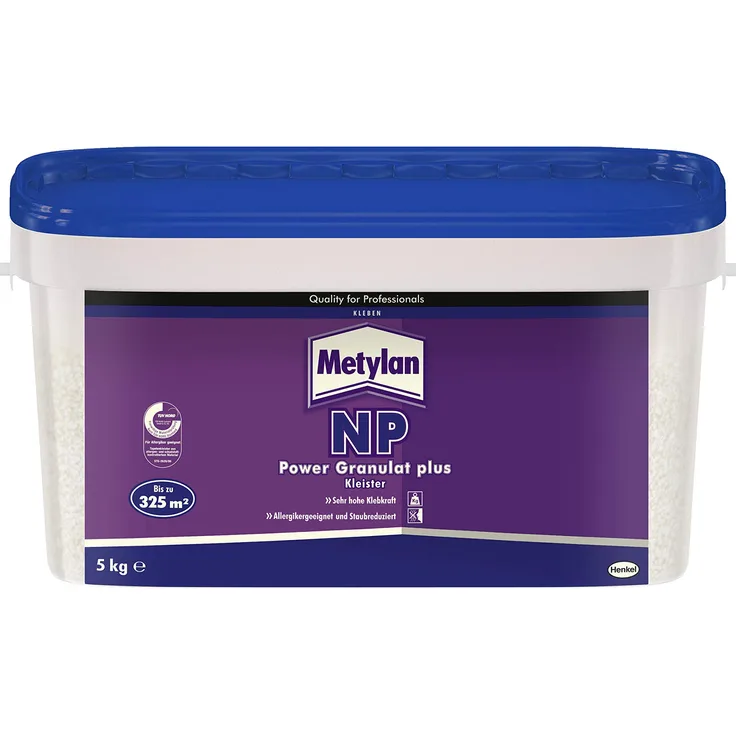 Metylan NP Power Granulat Tapetenkleister, hochfester Kleister für Verklebungen mit besonderen Anforderungen, Granulat geeignet für Tapeziermaschinen, 1x5kg Eimer