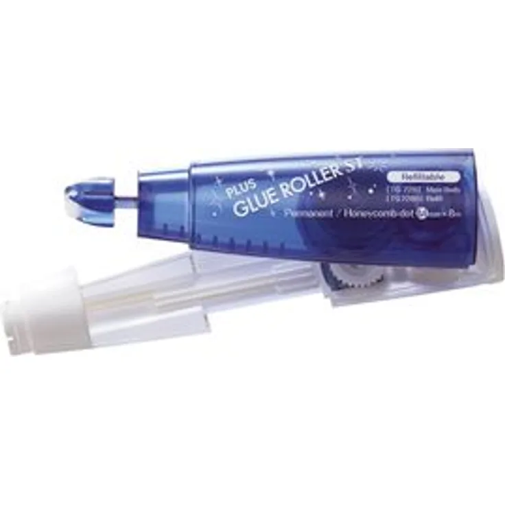 PLUS Japan Nachfüllkasette Kleberoller ST Nachfüllbar, Honigwabenmuster sicher für Fotos, 8.4 mm, 8 m, blau