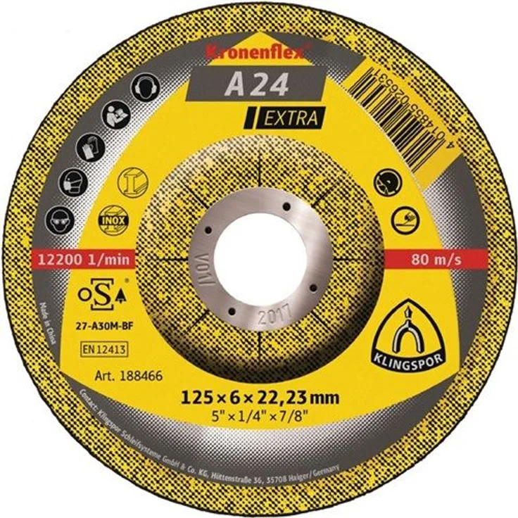 KLINGSPOR Schruppscheibe A 24 Extra D.180x8,0mm gekr. 22,23mm