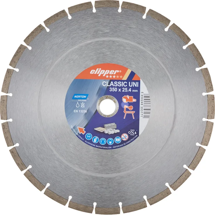 Norton Clipper 70184626813 Diamanttrennscheibe ''Classic Uni, 350 x 25, 4 mm