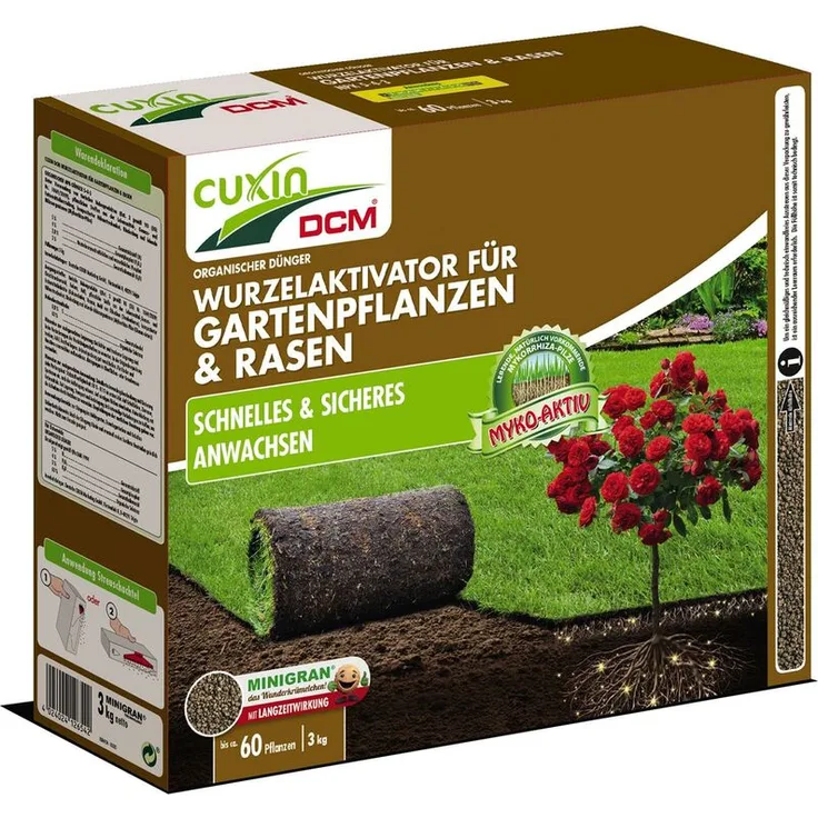 CUXIN DCM Wurzelaktivator für Gartenpflanzen & Rasen, NPK-Dünger 5-4-3, 3 kg
