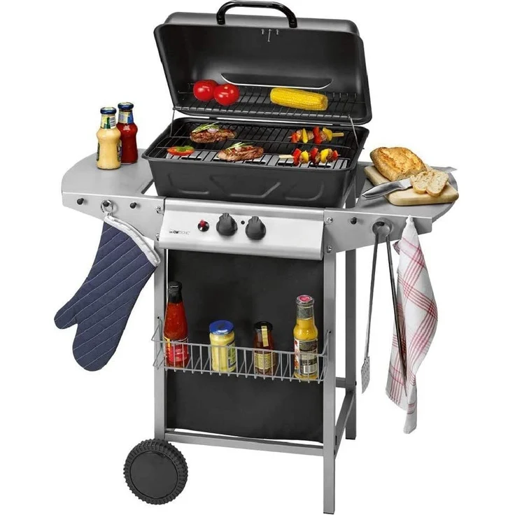 Clatronic GG 3590 Gasgrill, 2 Brenner, direktes Grillen, indirektes Grillen, für 4-5 Personen, Grillfläche 48,5 x 37,5 cm – Bild 1