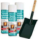 HOTREGA HOTREGA Kaminscheiben Reiniger 3 Stück entfernt mühelos Ruß von Kachelofen- und Kaminglas inkl. Kohlenschaufel