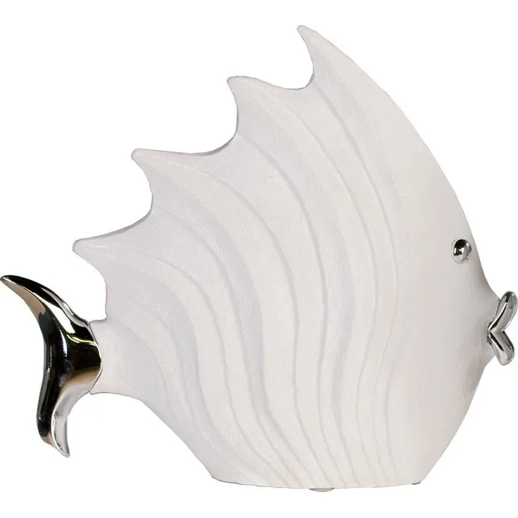 Casablanca Figur Fisch Poly weiss silber 26 cm 59835
