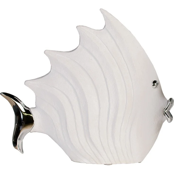 Casablanca Figur Fisch Poly weiss silber 26 cm 59835
