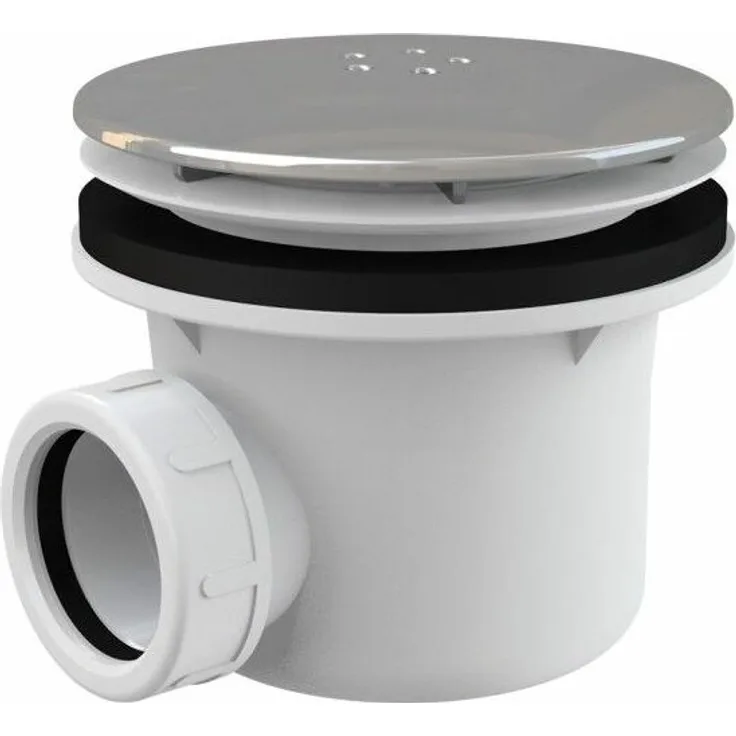 Alca - Dusche Ablaufgarnitur DN 90 Ablaufbogen Geruchsverschluss Siphon Sifon Duschtassse Garnitur Metallabdeckung Chrom glänzend