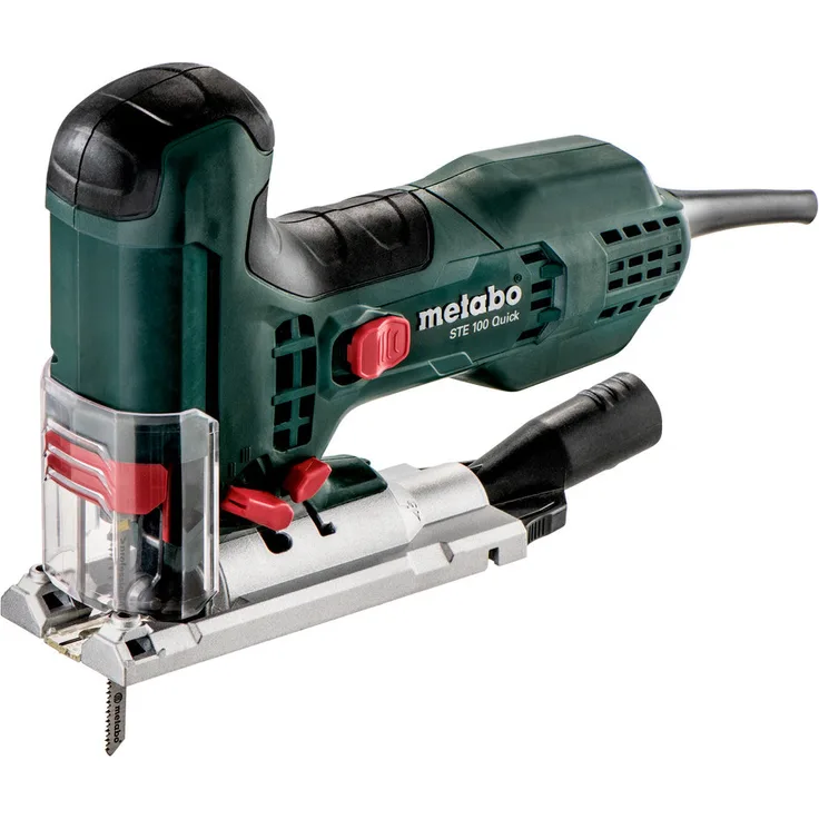 Metabo Stichsäge STE 100 Quick (710 W Nennleistung mit Absaugstutzen, Schutzglas, Sechskantschlüssel) 601100000, Mehrfarbig