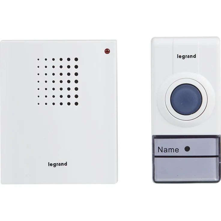 Legrand, Funkklingel-Set schnurlos mit 50m Reichweite, 32 Melodien, Schutzart IP44, batteriebetriebene Klingel, 094250