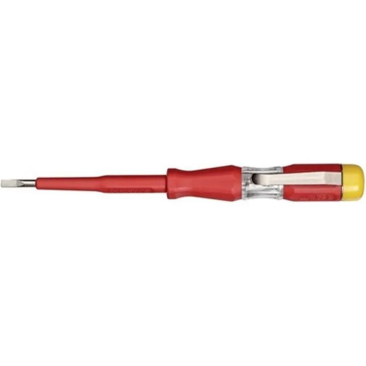 GEDORE Prüfschraubendreher für 220-250 Volt Wechselspannung, 3 mm Klingenbreite, Mit Metallclip und gelber Kappe