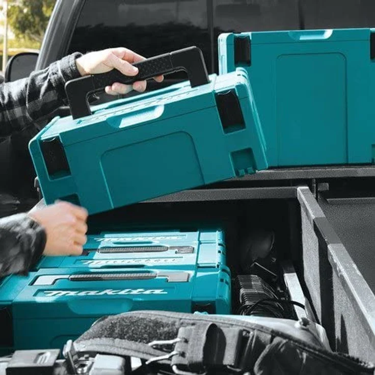 Makita MakPac Größe 2, 821550-0 Systainer blau stapelbar 39,4 x 29,5 x 15,5 cm Transportkoffer – Bild 6