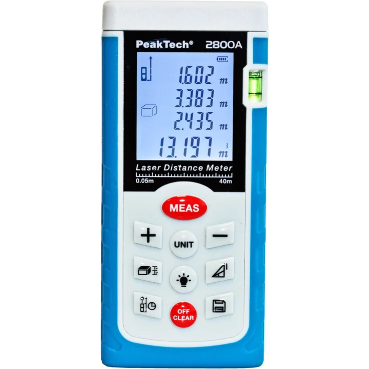 PeakTech Profi Laser- Entfernungsmesser 0.05 m bis 40 m - Distanzmessgerät mit hoher Präzision und Flächenberechnung, 1 Stück, P 2800A