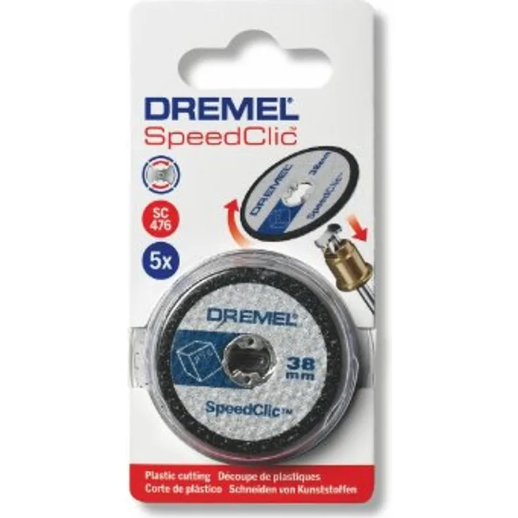Dremel SC476 SpeedClic Kunststoff-Trennscheiben, Zubehörsatz für Multifunktionswerkzeug mit 5 Trennscheiben 38 mm zum Schneiden von Kunststoffen aller Art