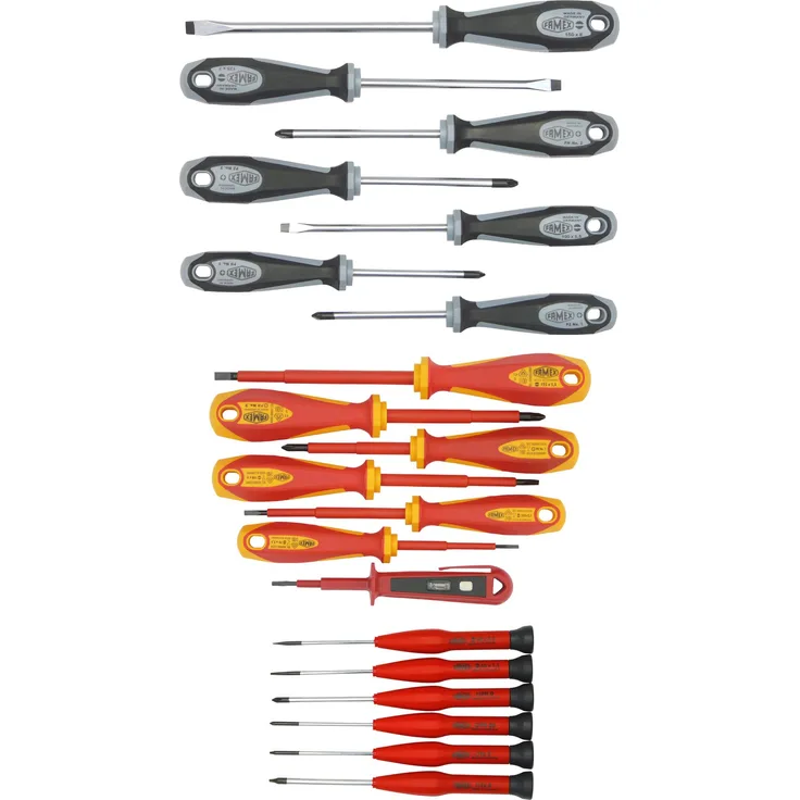 Famex Werkzeug 7748-20 Sparset Schraubendreher für Werkstatt, Elektrik, Elektronik/Feinmechanik, 20-teilig