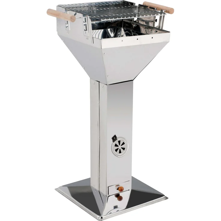 HI 60301 Edelstahl Holzkohlegrill Trichtergrill Säulengrill 38x38x91,5cm – Bild 1
