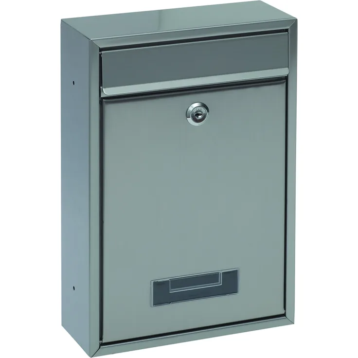 Basi 2170-0641 BK 100 Hausbriefkasten mit Namensschild, Stahl Silber