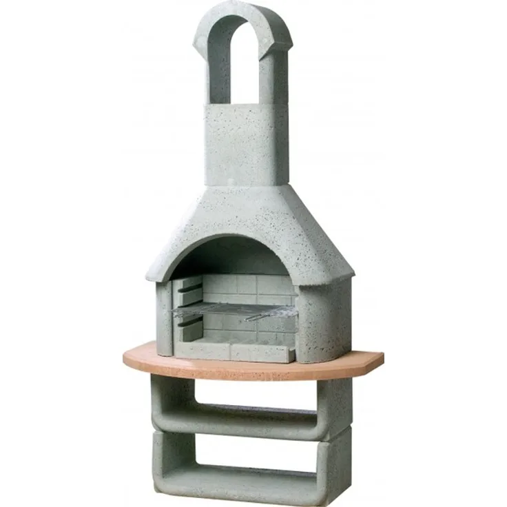 Buschbeck Holzkohlegrillkamin Las Palmas (grau-terrakotta), 206 x 110 x 65 cm, Grillfläche 53 x 34 cm