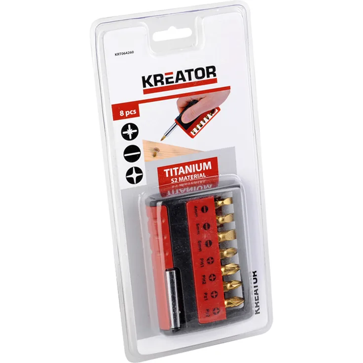 Kreator Bitset 8-tlg. 25 mm Bits PH PZ Bitbox Mini-Schraubendreher-Set S2-Stahl