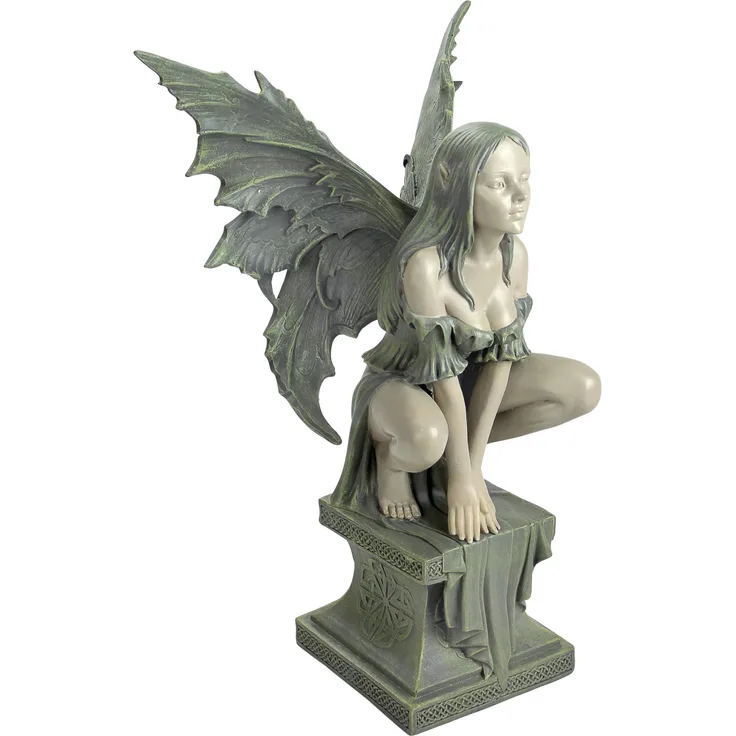 Design Toscano Feenfigur Celtic Fairy's Perilous Perch für den Garten