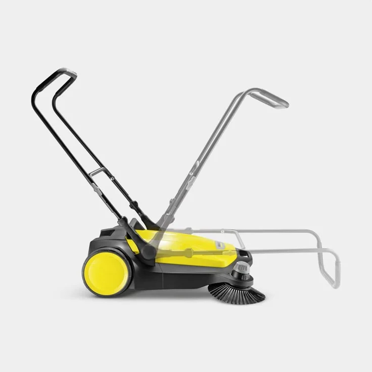 Kärcher 1.766-420.0 S 6 Kehrmaschine Max. Flächenleistung 2500 m²-h, 1 Seitenbesen, 38 l, Arbeitsbreite 670 mm, ergonomisch Schubbügel, selbststehender Kehrbehälter, schwarz-gelb Handkehrmaschine – Bild 2