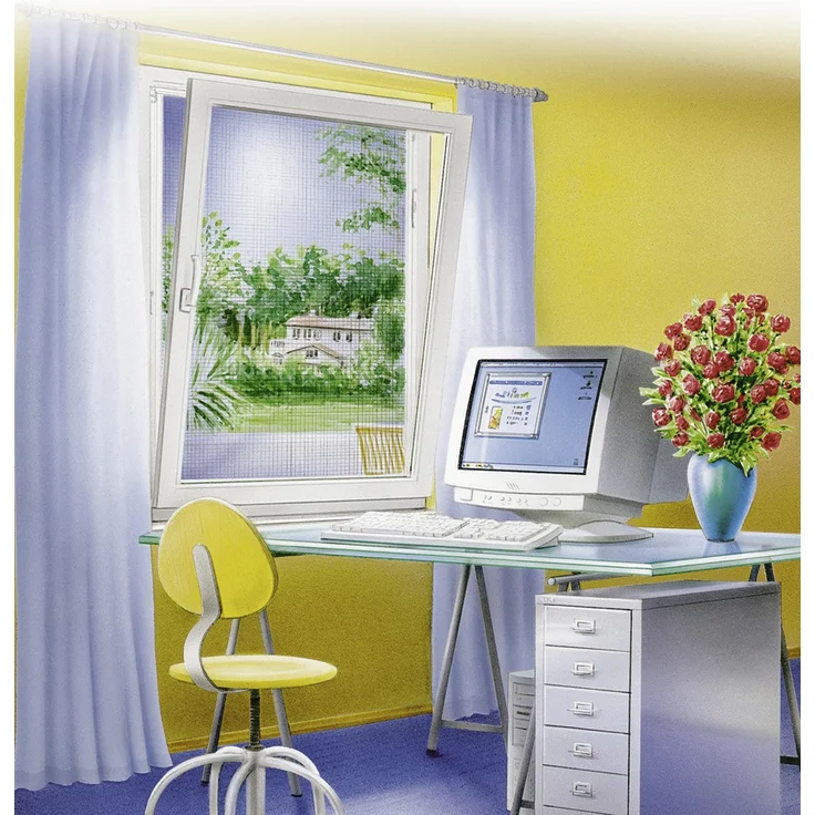 tesa Insect Stop SUN PROTECT Fliegengitter Fenster - Insektenschutz mit Blend- & Sonnenschutz - Fliegen Netz ohne Bohren - Anthrazit, 130 cm x 150 cm – Bild 3