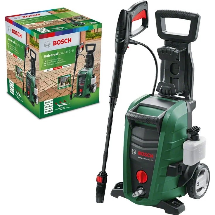 Bosch DIY UniversalAquatak 135 Hochdruckreiniger 3-in-1-Düse, Schaumdüse, transparenter Wasserfilter, Hochdruckpistole, 7 m Schlauch, 5 m Kabel, 1900 Watt, Druck: 135 bar, max. Fördermenge: 410 l-h – Bild 3