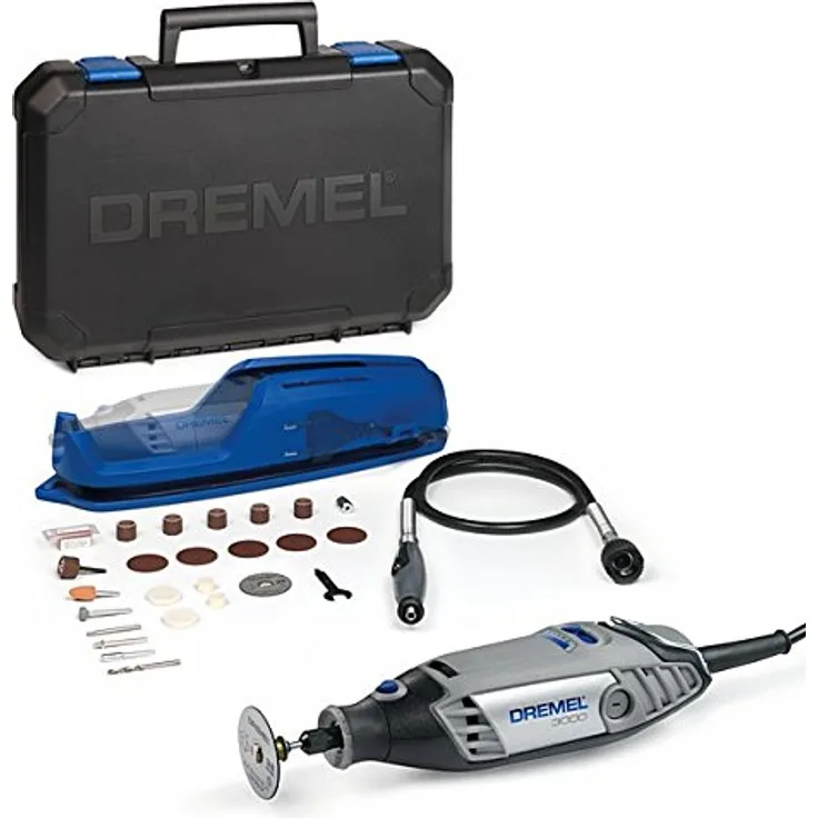 Dremel 3000 Multifunktionswerkzeug - 130W, Set mit 1 Aufsatz, 25 Zubehörteilen, Drehzal 10.000-33.000 U-min zum Schneiden, Schleifen, Gravieren, Polieren, Schärfen, Schnitzen