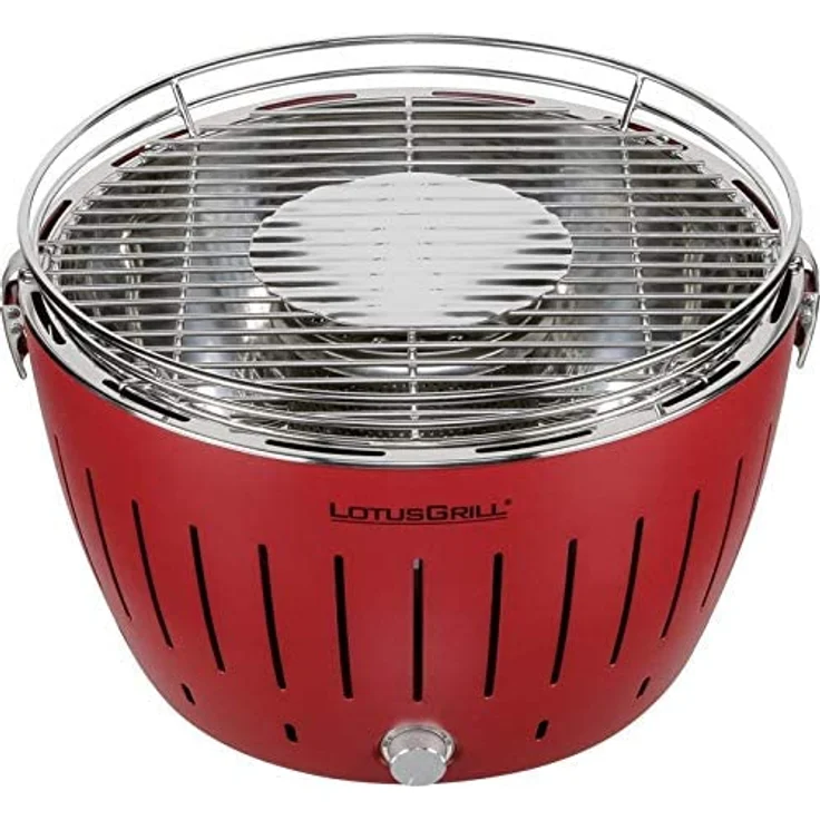 LotusGrill G340 Holzkohlegrill rauchfreies Grillen, feuerrot Ø 32 cm, Tischgrill, herausnehmbare Grillfläche – Bild 2