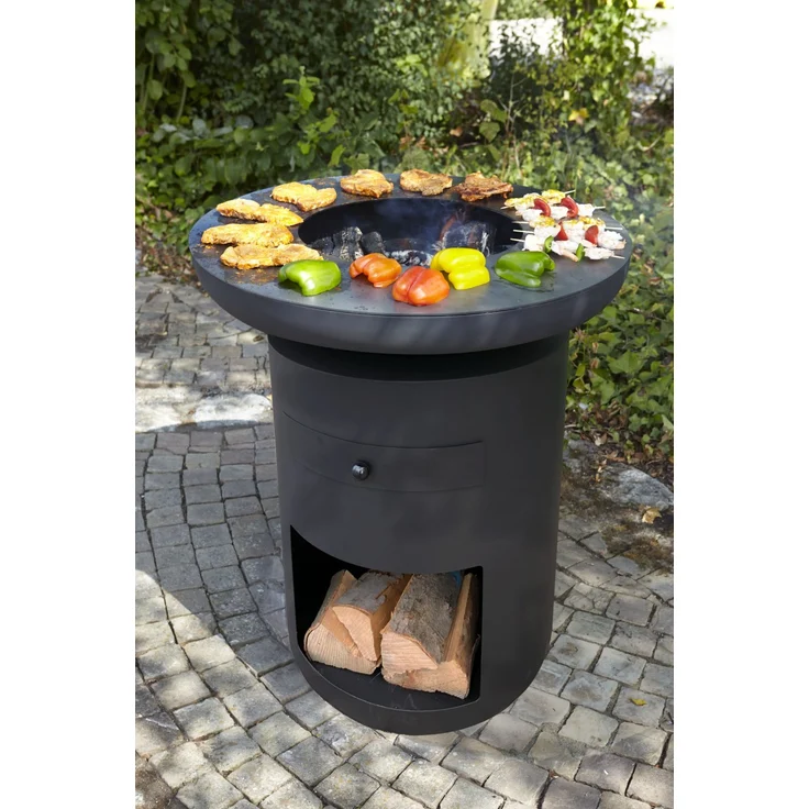Buschbeck Planchagrill Sioux XL inkl. Grillplatte, 88 x 80 x 80 cm, schwarz – Bild 2